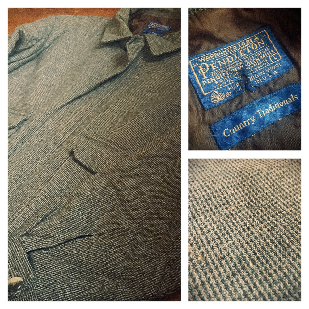 VTG Pendleton | Houndstooth Pleated Coat | Large